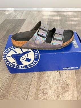 Birkenstock Iridescent Two-Strap Holographic Vegan Sandal